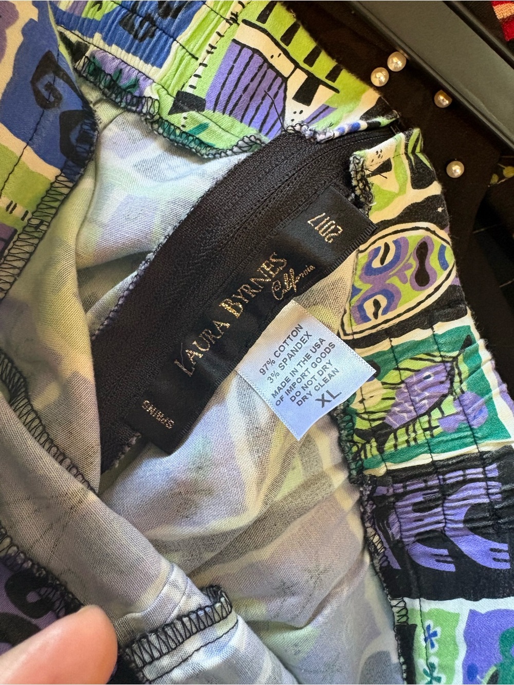 Pinup Couture Rockabilly Tiki Green, Purple & Black Patterned Trousers - Picture 6 of 6